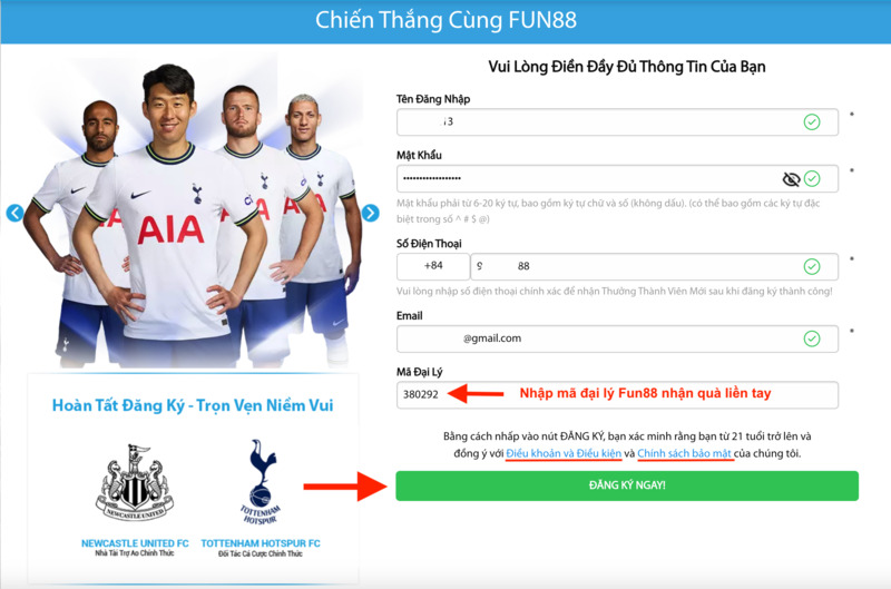 hướng dẫn đăng ký tài khoản fun88 nhanh chóng 2023 2 điền thông tin theo mẫu yêu cầu fun88 đăng ký