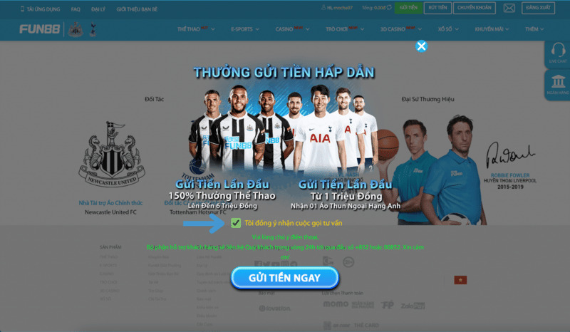 hướng dẫn đăng ký tài khoản fun88 nhanh chóng 2023 3 giao diện fun88 khi tạo tài khoản thành công