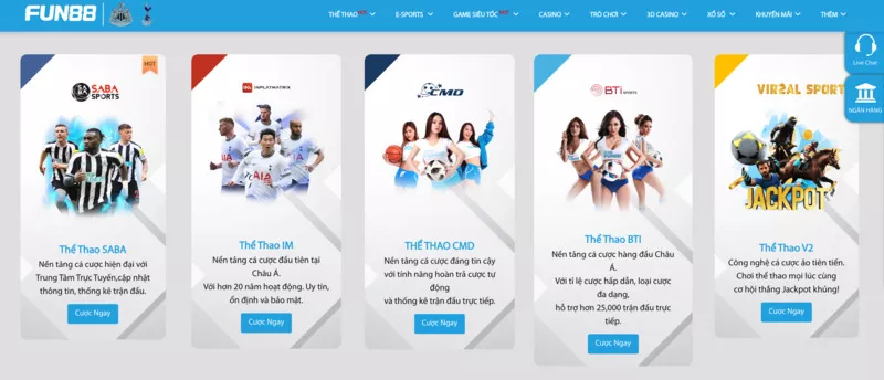 hướng dẫn cược thể thao fun88: dễ dàng và thú vị 6 chọn sảnh chơi cá cược thể thao fun88