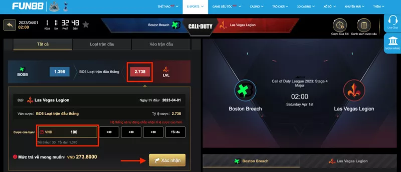 tiến hành đặt cược call of duty fun88