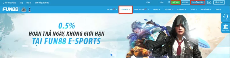 truy cập trang esport fun88 để vào cá cược cod