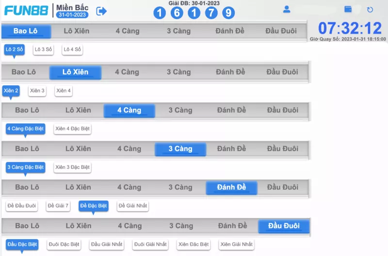 các loại cược lô đề fun88