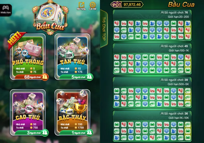 chọn bàn chơi bầu cua fun88