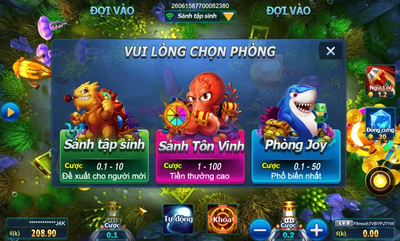 hướng dẫn chơi bắn cá fun88 kiếm tiền thật hiệu quả 3 chọn phòng chơi game bắn cá fun88