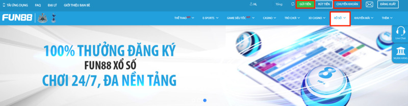truy cập tài khoản chơi xổ số fun88