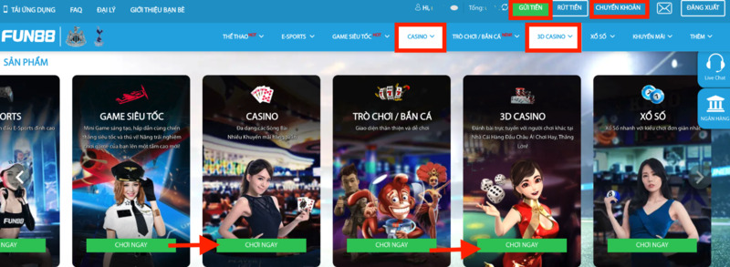 truy cập trang casino fun88