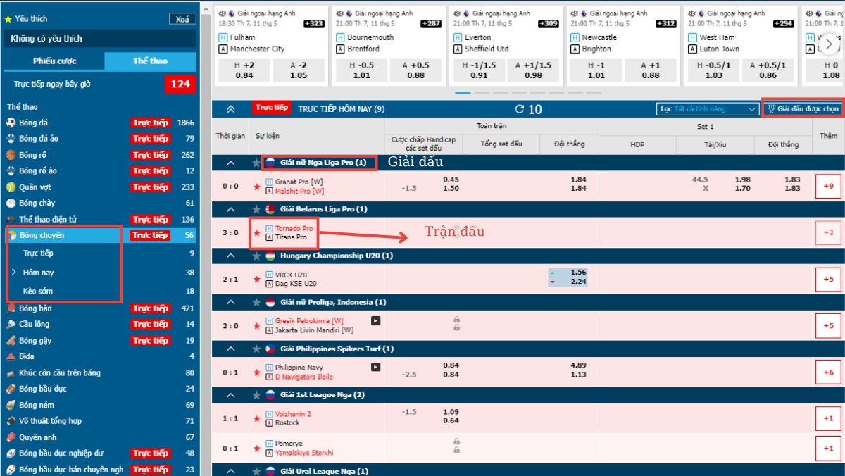 chọn trận đấu, giải đấu bóng chuyền fun88 muốn cược