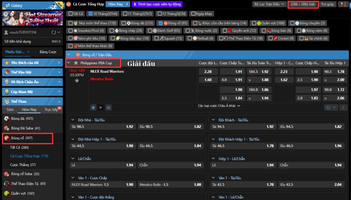 hướng dẫn cá cược bóng rổ fun88 đơn giản nhất 2023 2 chọn giải đấu, trận đấu bóng rổ fun88
