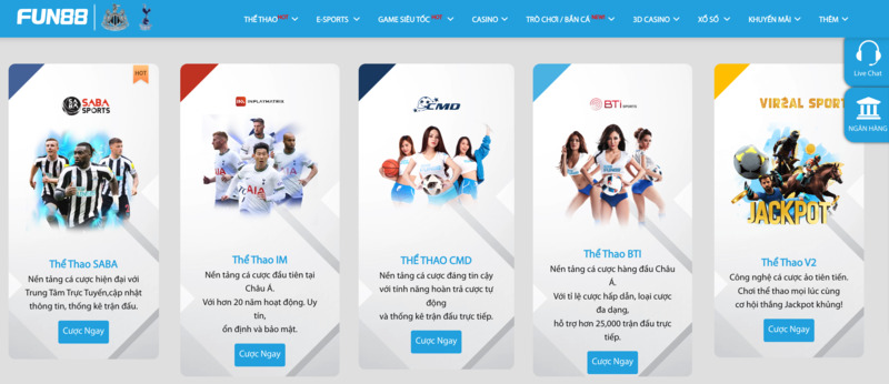 chọn sảnh cá cược fun88