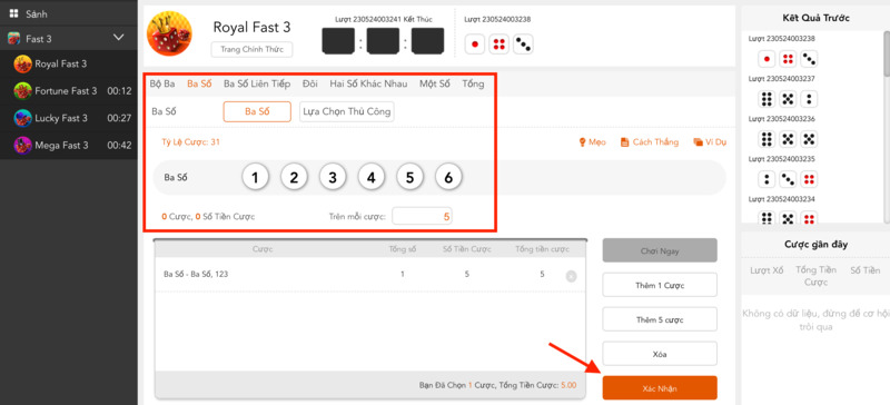 đặt cược số fast 3 fun88