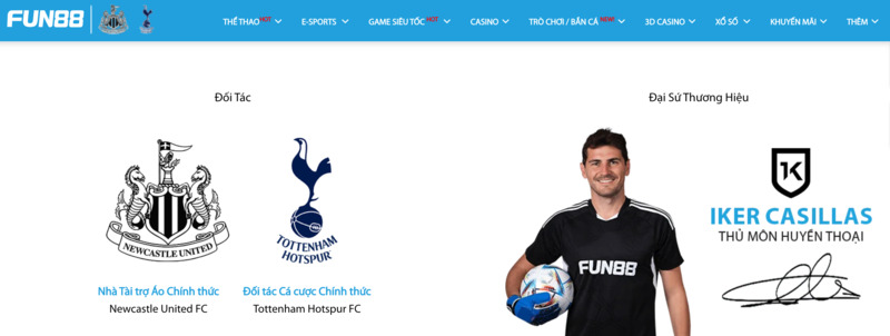 fun88 tài trợ cho clb ngoại hạng anh