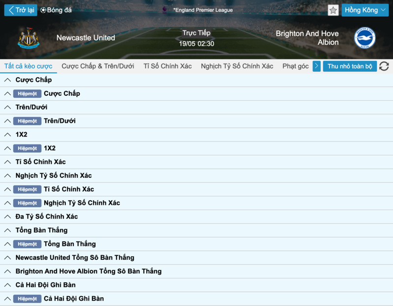các kèo cá cược ngoại hạng anh phổ biến tại fun88