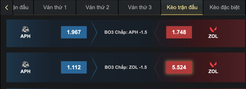 kèo valorant fun88 cược chấp