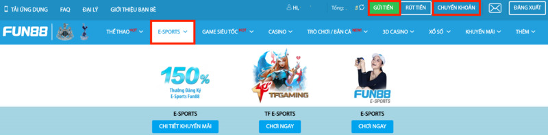 truy cập trang esport fun88 tham gia chơi cá cược lol