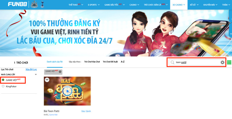 hướng dẫn đặt cược teen patti fun88 dành cho tân binh 3 chọn game bài teen patti fun88