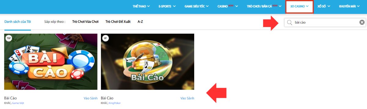 chọn sảnh chơi bài cào fun88