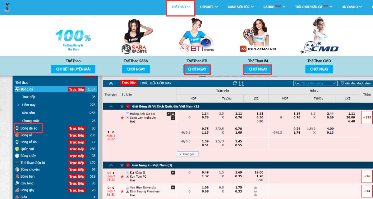 chọn sảnh chơi bóng đá ảo fun88