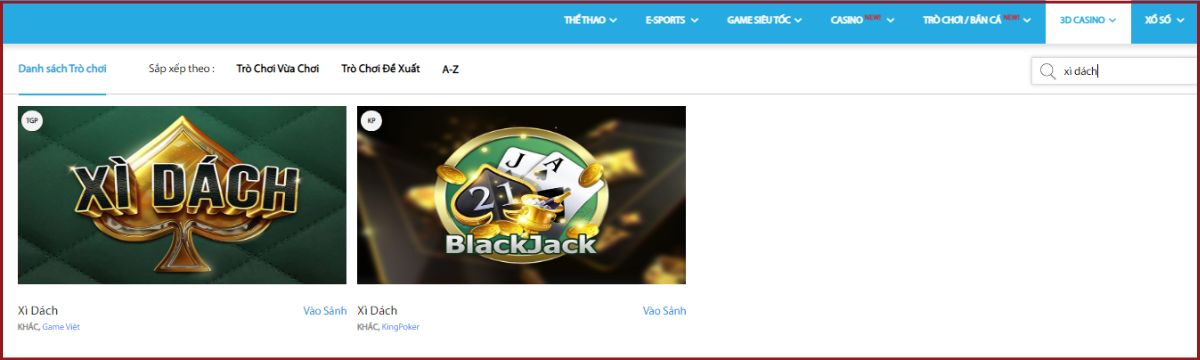 game xì dách tại casino 3d fun88