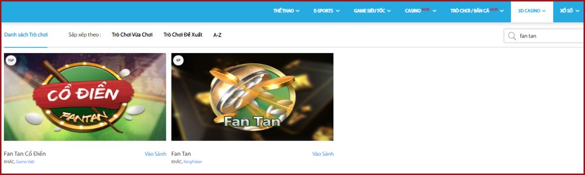 game fan tan tại sòng bài ảo fun88