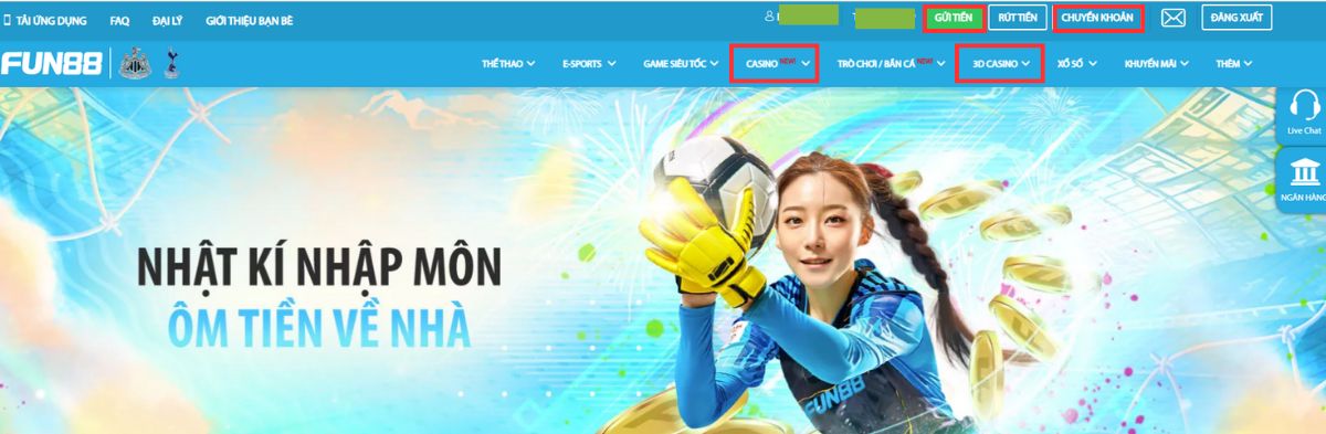 truy cập casino fun88 để chọn sảnh chơi