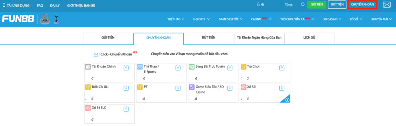 truy cập trang chuyển quỹ fun88