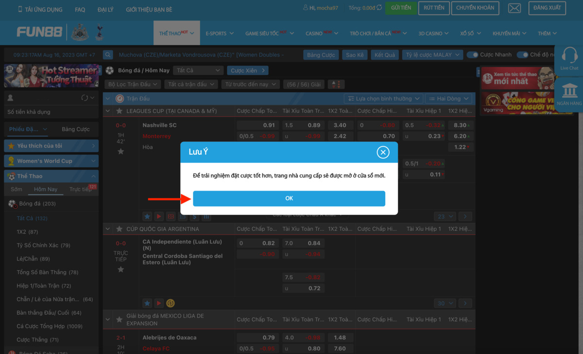 hướng dẫn chơi cá cược tại sảnh thể thao saba fun88 2 mở giao diện sảnh chơi saba fun88