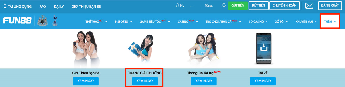 truy cập trang phần thưởng fun88