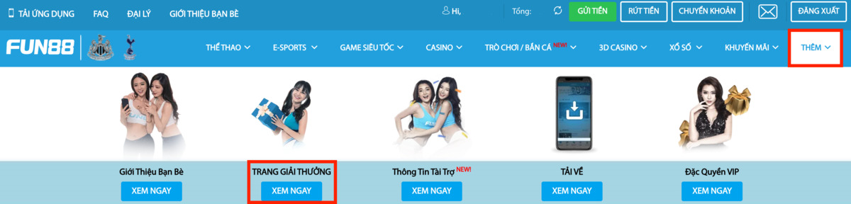 truy cập trang kiểm tra hạn mức tài khoản fun88