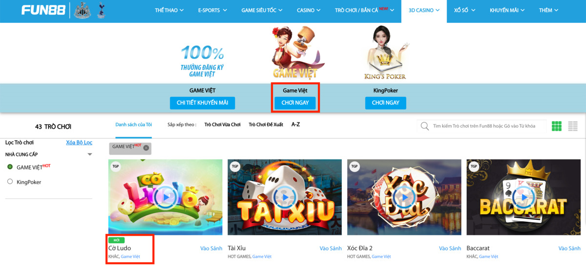 chọn game ludo fun88