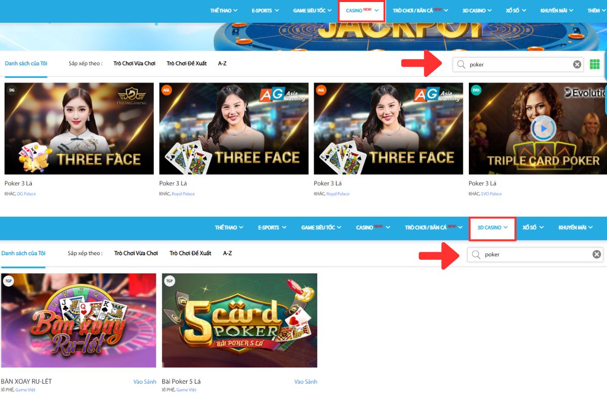 lựa chọn bàn chơi poker tại fun88