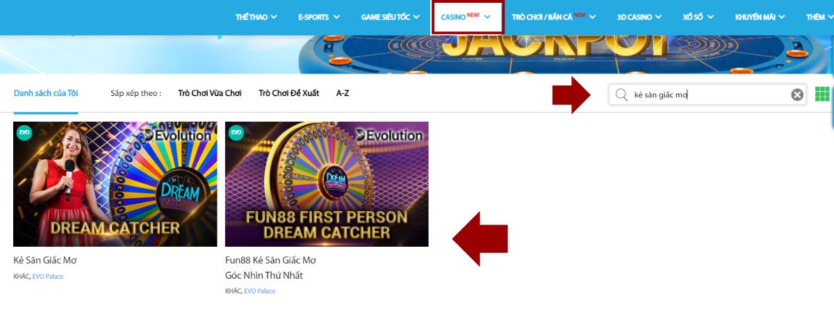 chọn phòng chơi kẻ săn giấc mơ fun88