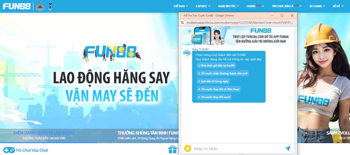 liên hệ đến bộ phận cskh fun88 để mở tài khoản