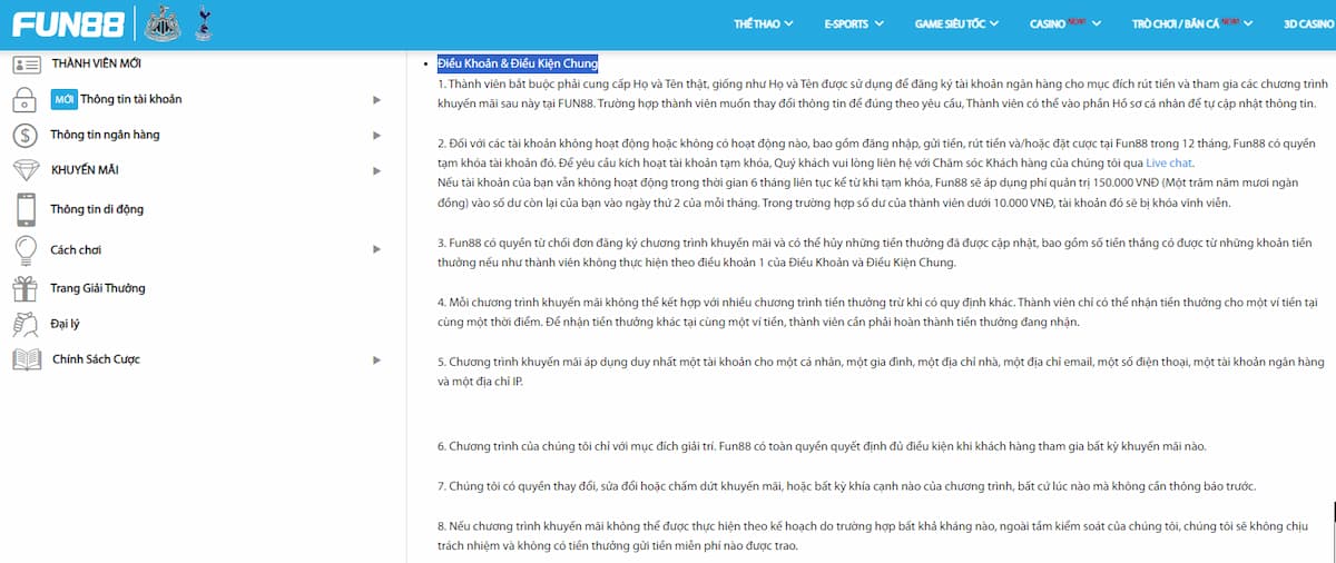tài khoản fun88 bị khóa do vi phạm điều khoản sử dụng