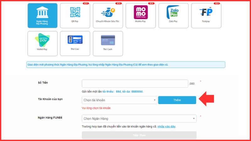 thêm tài khoản ngân hàng
