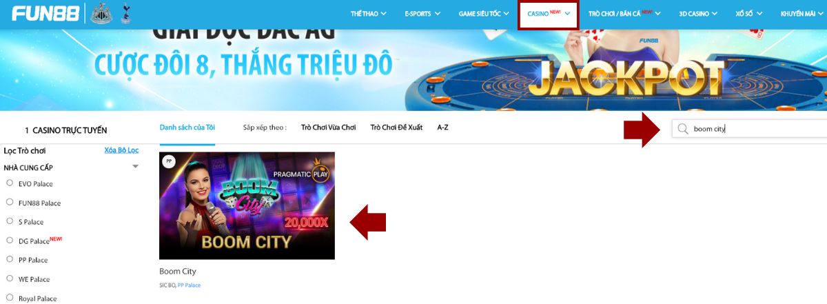 hướng dẫn chơi boom city tại fun88 cho tân thủ 2023 1 truy cập casino fun88 để chọn game boom city